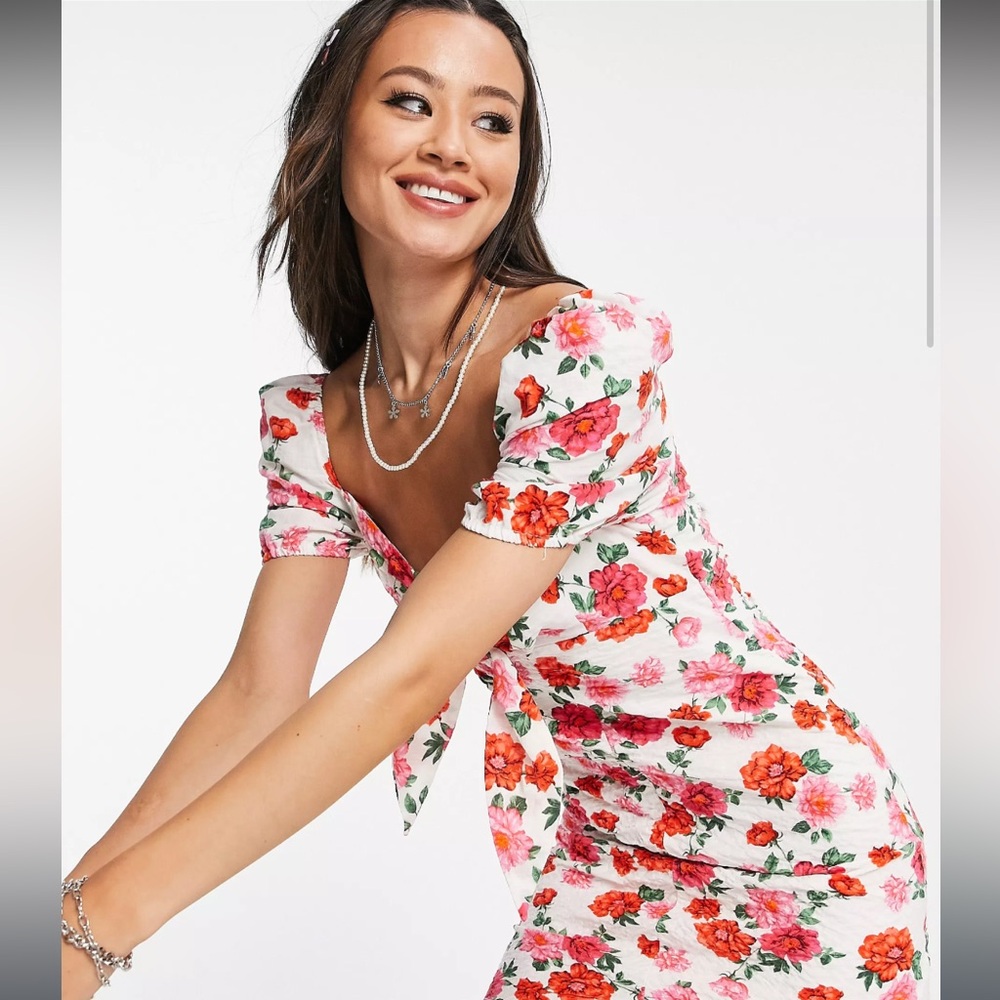 Topshop summer rose ruch front mini tea dress in pink
